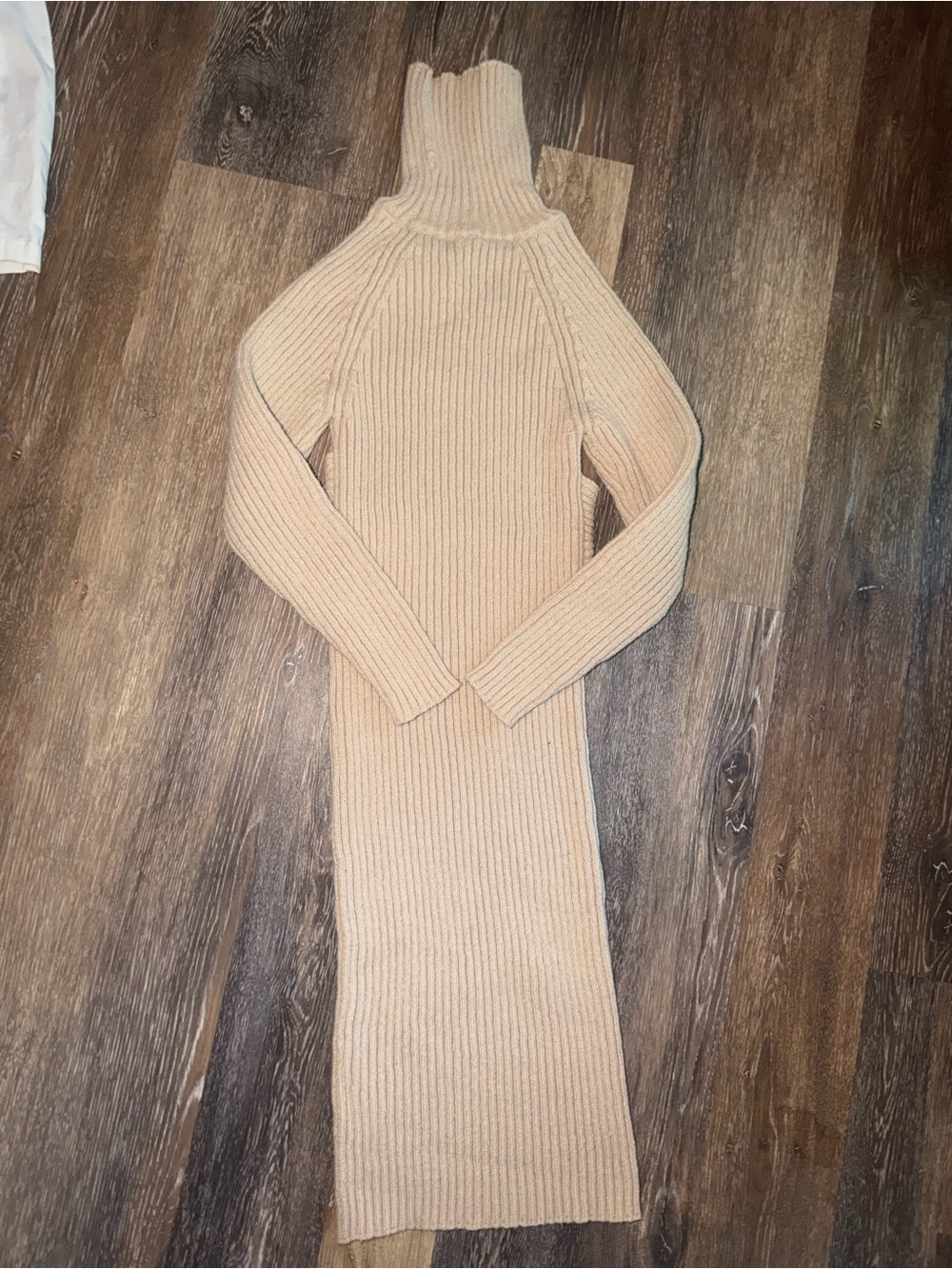 SHEIN Camel Ribbed Turtleneck Maxi Dress